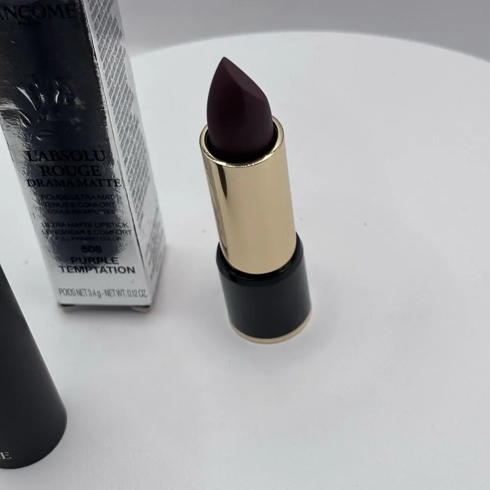 LANCOME ~ L'ABSOLU ROUGE DRAMA MATTE LIPCOLOR ~ # 508 PURPLE TEMPTATION ~ BOXED